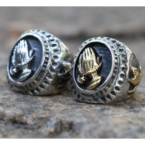 Retro 316L Stainless Steel Pray Ring Men And Women Blessed Ring Punk Rock Hip Hop Ring Lucky Power Fashion Jewelry Size 7-15