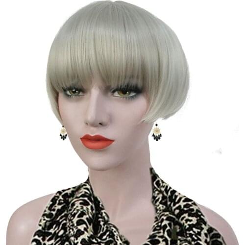 StrongBeauty 1920S 20S Adult Roaring Flapper Jazz Gatsby Short Bob Costume Wig Synthetic Wigs White