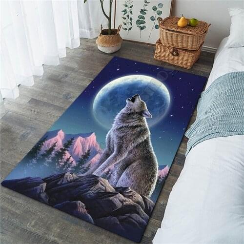 Moon Wolf Area Rug 3D All Over Printed Non-slip Mat Dining Room Living Room Soft Bedroom Carpet 09