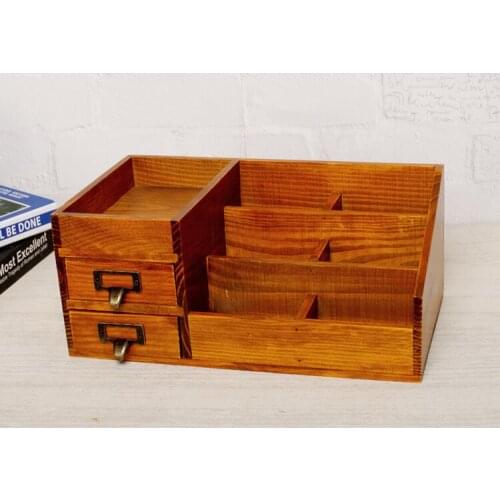 1PC Creative Home Woody Cosmetics Box Drawer Type Multi-functional Desktop Organzier Container Jewelry Storage Box ENM 007