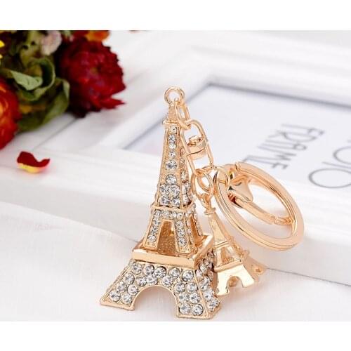 Creative Eiffel Tower Keychain for Keys Souvenir Paris Tour Eiffel Rhinestone Key Chain Key Ring Decoration Key Holder Pendant