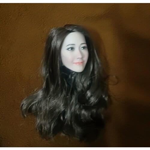 1:6 Scale Beautiful Pale Long Hair Head Korean Female Head Sculpt Fit 12inch Woman Action Figures