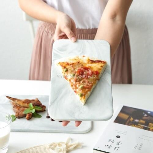 Natural White Marble Ceramic Tray Cake Bread Fruit Cutting Board Breakfast Plate Western Steak Flat Plate