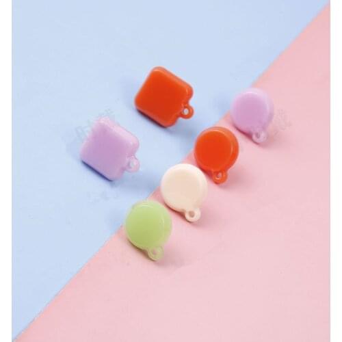 Newest 50pcs/lot color print geometry rounds/square shape acrylic decoration fashion women stud earring diy earrings accessory