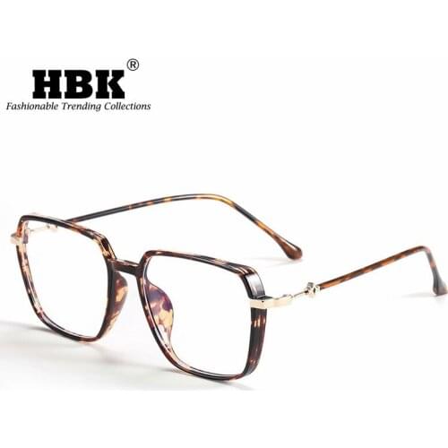 HBK Oversized TR90 Vintage Glasses Women Men Square Clear Glasses Optical Eyeglasses Frame Transparent Lens Spectacle Frame