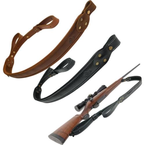 Hunting Rifle Shotgun Sling Leather Belt Adjustable Shoulder Strap Pad Tactical Shooting Gun Accessories