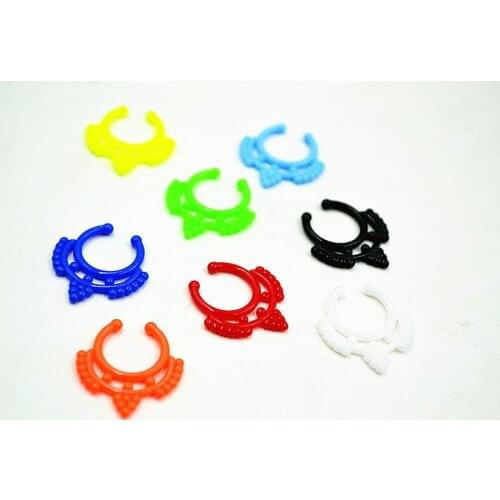 Lot 100pcs Clip On Fake Septum Clicker Acrylic Non Piercing Nose Ring Hoop