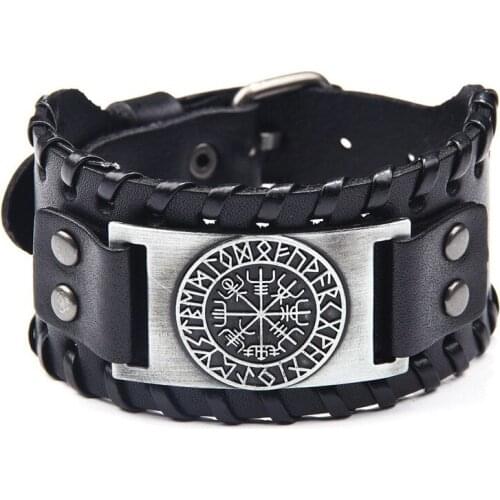 Hip Hop Pirate Bracelet Retro Compass Mens Widened Leather Bracelet Bracelet