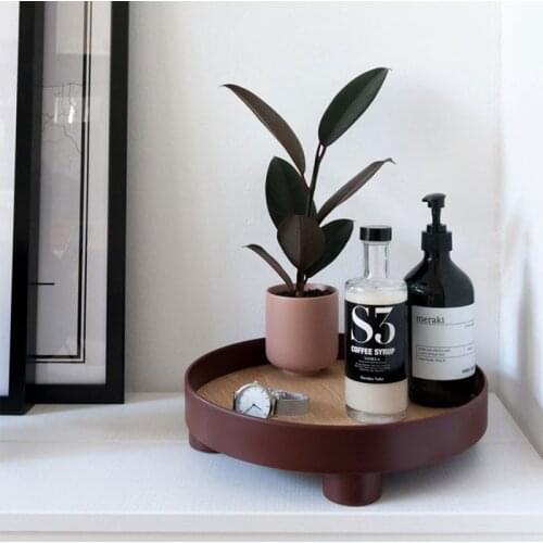 Storage Tray Tea Food Dishes Drink Platter Jewelry Sundries Desktop Round Serving Kitchen Tableware Home Decor Box Entrance