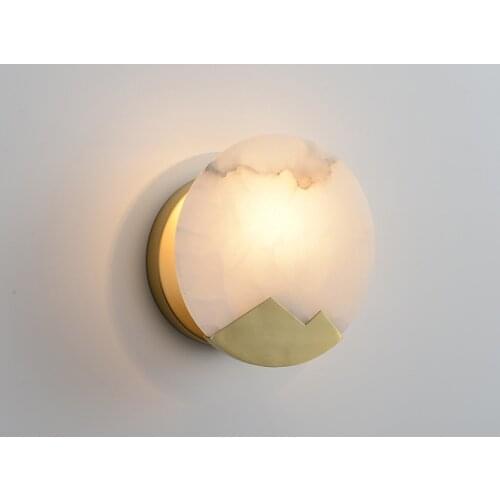 Simple marble wall lamp American creative atmosphere bedside balcony designer copper wall lamp