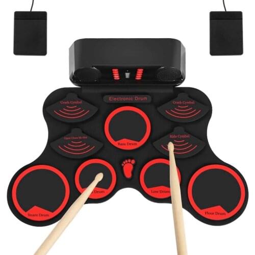 Dropship-Electronic Drum Set Roll Up Drum Practice Pad Midi Drum Kit Built-In Speakers For Kids Teens Adults Beginner Best Gift