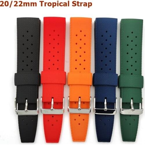 Tropical Watch Strap for Seiko SRP777J1 Omega Soft Sport Silicone Men Women Waterproof Diving Rubber Watch Bracelet 20mm 22mm