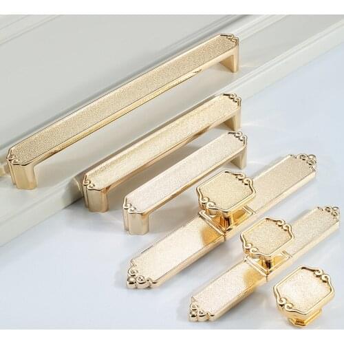 Modern Simple Kitchen Door Handles and Knobs Zinc Alloy Solid Cabinet Handles Frosted Gold Drawer Pulls Furniture Hardware