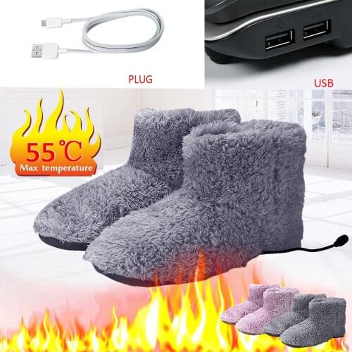 Heating Shoes Men Women Home Winter Soft Plush Insulation Boots USB Charger Sole Hiding Interface Creative Foot Warmer Gift