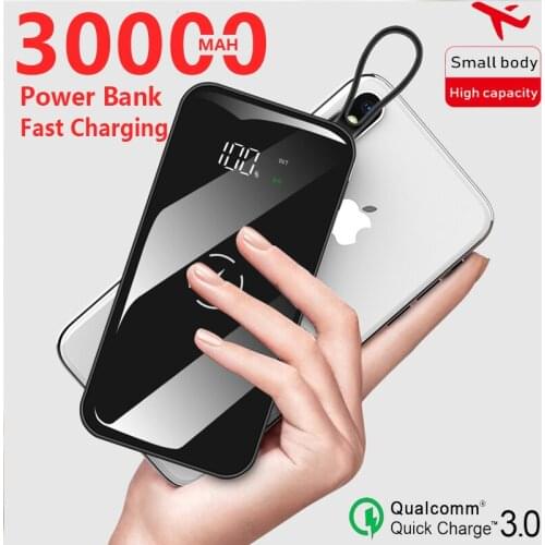 Power Bank 30000MAh with HD Digital Display 2USB High Capacity Portable Fast Charging External Battery for Iphone Sansung Xiaomi