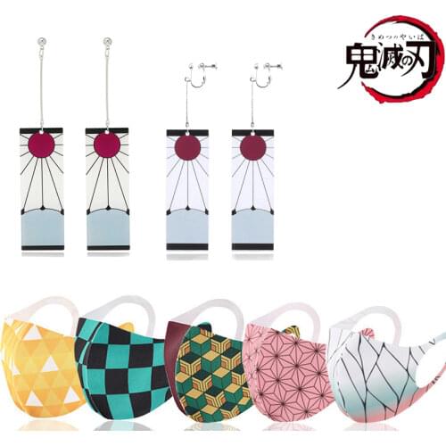 Cosplay Demon Slayer Kimetsu No Yaiba Acrylic Drop Earrings Kamado Tanjirou Nezuko Women Men Cosplay Jewelry Accessories Gift