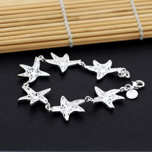 925 Sterling Silver Pretty Charms starfish Bracelets for Women Fashion Wedding Party Christmas Gifts brands fine Jewelry