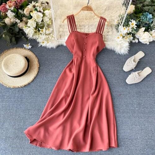 2020 Summer New Boho Dress Women Scheming Machine Backless Sexy Suspenders Slim Dress Elegant Beach Holiday Ladies Dresses H075