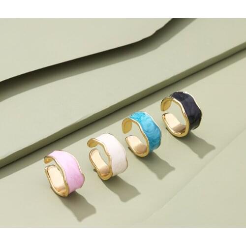 Lost Lady Fashion INS Colorful Enamel Ring Popular Temperament Ladies Opening Adjustable Ring Alloy Jewelry Wholesale Direct
