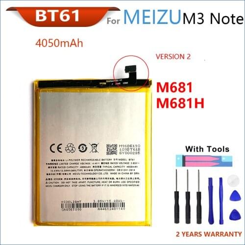 100% Genuine BT61 Battery For MEIZU M3 Note/Note3/L681h/M681h 4050mAh Mobile Phone High Quality Batteries With Gifts Tools