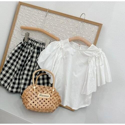 2021 new style girls ruffles shirt fashion summer cotton girls blouse 2-8 years YE202