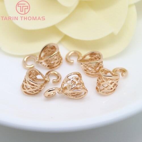 6PCS 6.5x12.5MM 24K Champagne Gold Color Plated Brass Necklace Charms Connector High Quality Diy Jewelry Accessories