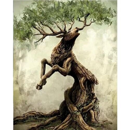 3D Diamond Painting Deer Full Square Round 5D DIY Diamond Embroidery tree Pictures Of Rhinestones Mosaic Home Decoration CV386