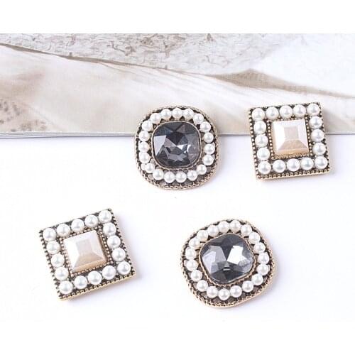5pcs/lot Alloy Creative Rhinestone Gold Pearls Pendant Button Ornaments Jewelry Earrings Choker Hair bag DIY Jewelry Accessories