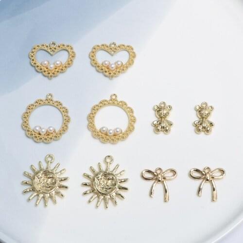 Baroque lace love round bear sun alloy pendant DIY handmade jewelry earring stud accessories materials