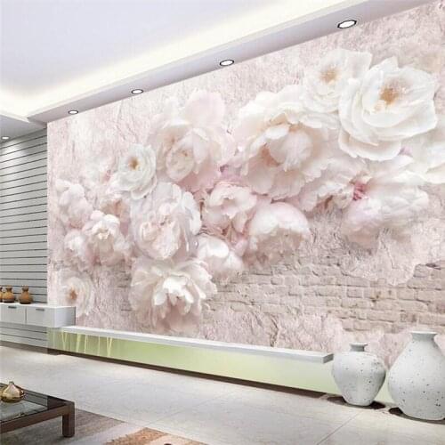 Beibehang custom American peach blossom cement brick wallpaper for living room background 3D wall paper bedroom sofa dining room