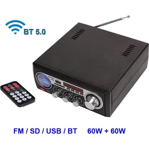 Bluetooth-Compatible 2*60W FM Radio Mp3 Player Audio Power Amplifier HiFi Equalizer Car Home Theater Music AMP Mp3 Decoder