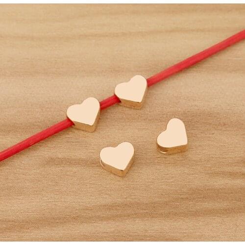 50 Pieces Gold Tone Love Heart Spacer Beads for DIY Bracelet Jewellery Making Accessories 7x6mm