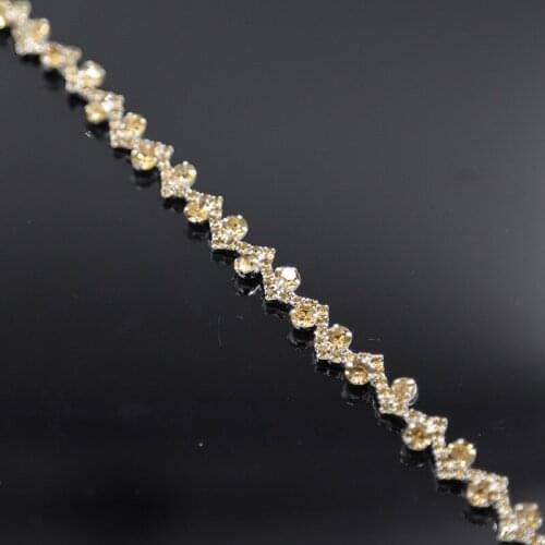 10Yards Bling Bling Simple Rhinestone Trim Topaz Crystal Chain Appliques For Garment Accessories