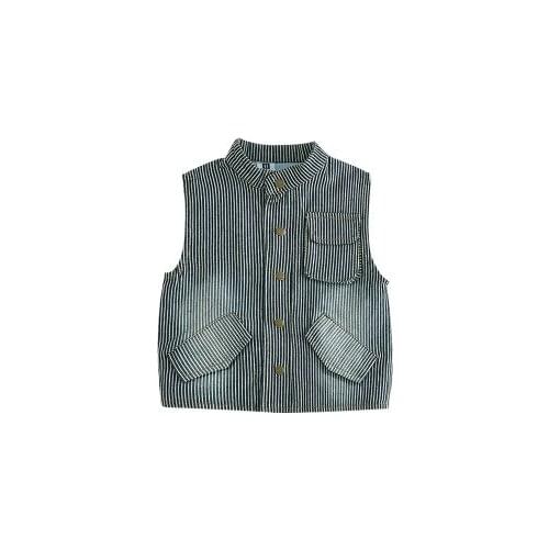 Fashion New Arrival Baby Boys Striped Cowboy Vest Denim Waistcoat Kids Boy Casual Sleeveless Jean Jackets for 2 3 4 5 6 7 Years