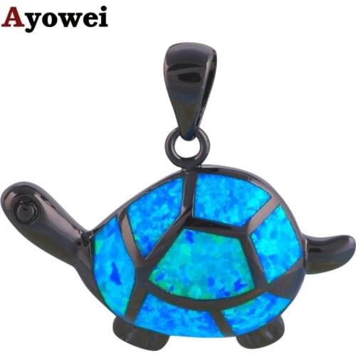 Fantastic huge Tortoise brand design Blue Fire Opal stamp Silver Nacklace Pendants for women Women Fashion jewelry OP538A
