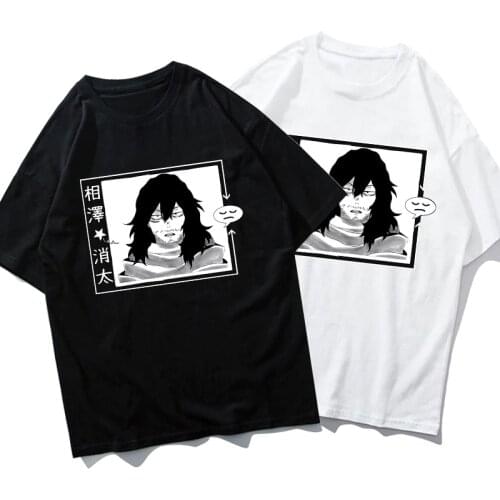 UNISEX Sleepy Shota Aizawa T-shirt My Hero Academia Boku No Hero Anime Loose Short Sleeve Cute Women T-shirt