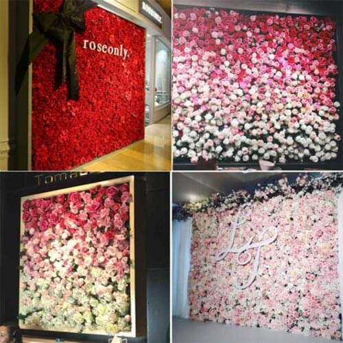 40x60cm Silk Rose Simulation Artificial Flower DIY Wedding Decoration Flower Wallboard Romantic Wedding Background Decoration