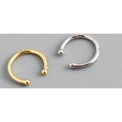 KAMIRA 925 Sterling Silver Gothic Fashion Smooth Ear Clip Earrings for Women Girl Without Piercing Minimalism Couple Jewelry Hot