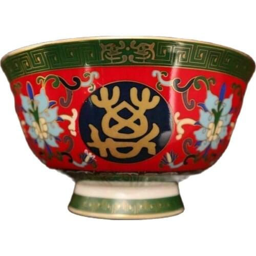 Chinese old porcelain Painted gold enamel painted Wanshou borderless pattern bowl