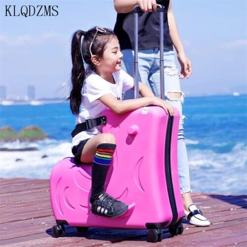 KLQDZMS 20’’24 Inch Childrens Spinner Bags Cute Baby Carriage Women Portable Trolley Luggage Bag Kid Travel Luggage