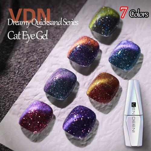 Vendeeni Magnetic Cat Eye Nail Gel Polish 7 Colors Nail Gel Varnish With The Polarizing Effect Magnetic Cats Eye Gel Lacquer