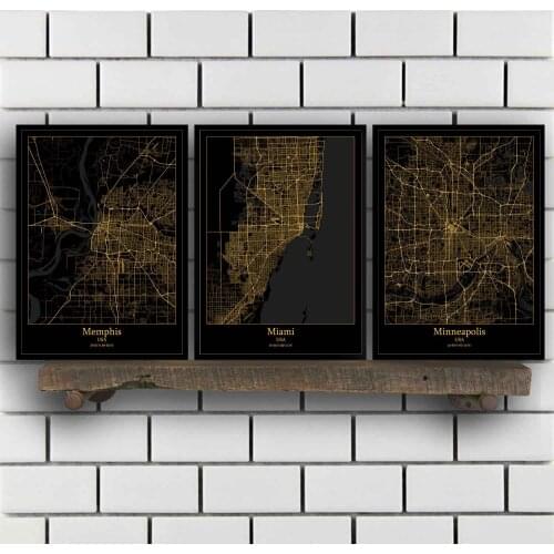 Memphis Miami Minneapolis Mobile Nashville New Orleans Oklahoma City Omaha Orlando Philadelphia USA Map Poster