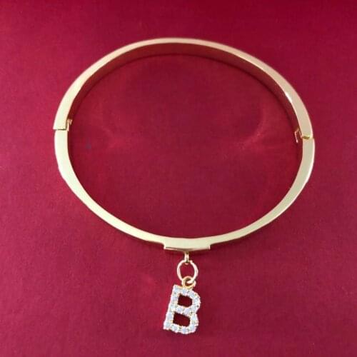 Trendy Zircon Initial Letters Bangle Fashion Jewelry Bangles Customize Bracelet For Women Xmas gift Jewelry