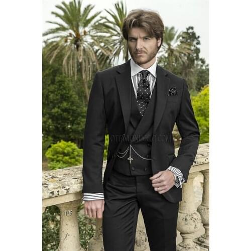JELTONEWIN Fashion Italian Design Black Men Suit 3 Pieces Slim Fit Wedding Suits For Men Groom Tuxedo Bridegroom Best Man Blazer
