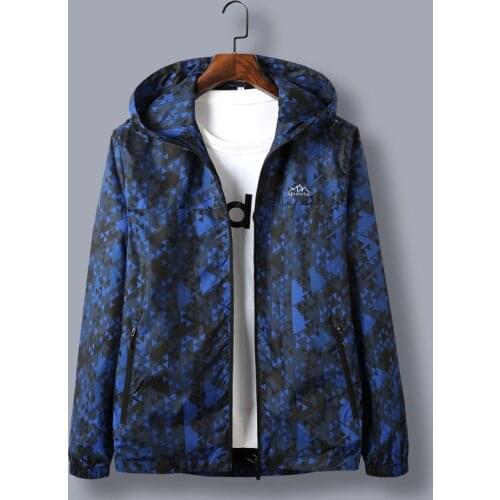 Plus Size 7XL 8XL Mens Hooded Casual Printed Coat Spring Autumn New Fashion Jacket Zipper Mens Outerwear Men Clothing 2020