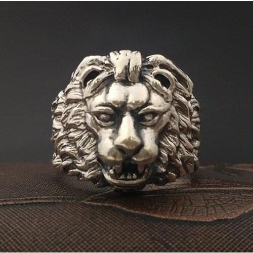 BOCAI New Real S925 sterling silver jewelry handmade vintage Thai silver personality ring mens lion ring
