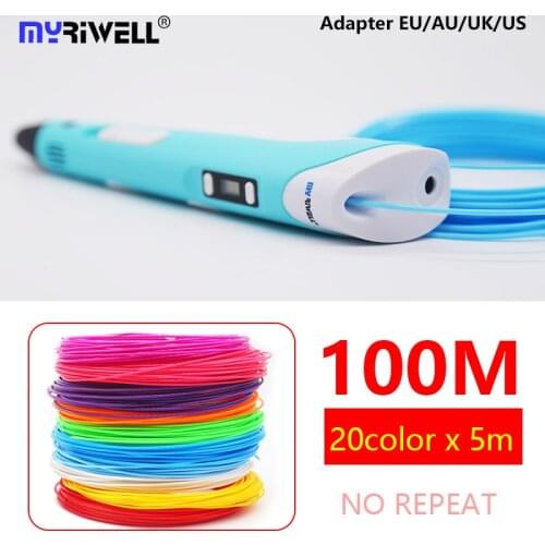 Myriwell 3d pen RP-100B LED display 1.75mm ABS100m filament 3d handle 3 d pen 3d Printing pen Child birthday gift Christmas gift