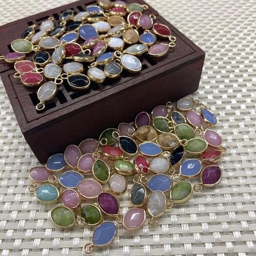 2 Pieces Wholesale Natural Stone Color Oval Crystal Pendant Black Agate for DIY Exquisite Fashion Necklace Bracelet Size 9x17 Mm