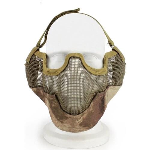Airsoft Paintball Mask Half Face Ear Protective Steel Mesh Mask Tactical Military Shooting CS Wargame Mask Hunting Accessories