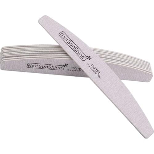 Nail File 100/180 Professional Nails Accessoires Wooden 7Pcs/lot Wholesale for Salon Moonboots Nail Art Emery Board File Buffer